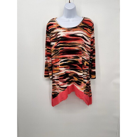 Vintage Y2K Rave Asymmetrical Top Womens Size  XL stretchy  Long Sleeves baby do - Picture 2 of 7